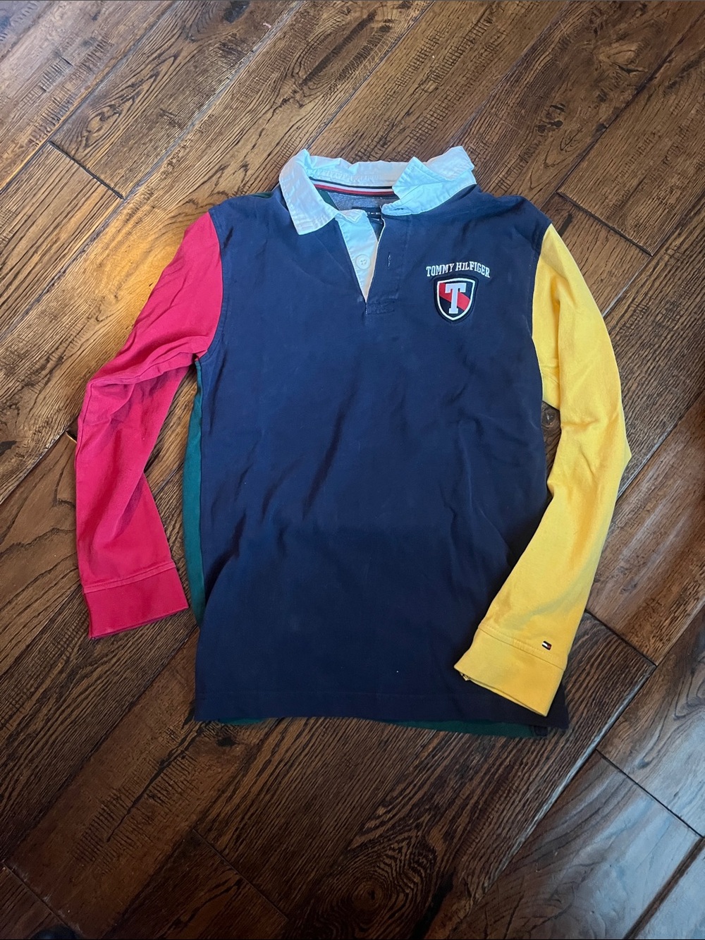 Tommy Hilfiger Kids Colorblock Rugby Polo - Navy, Red & Yellow